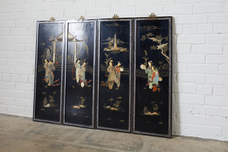 Chinese Coromandel Hardstone Panels at 1stDibs chinese wall panel