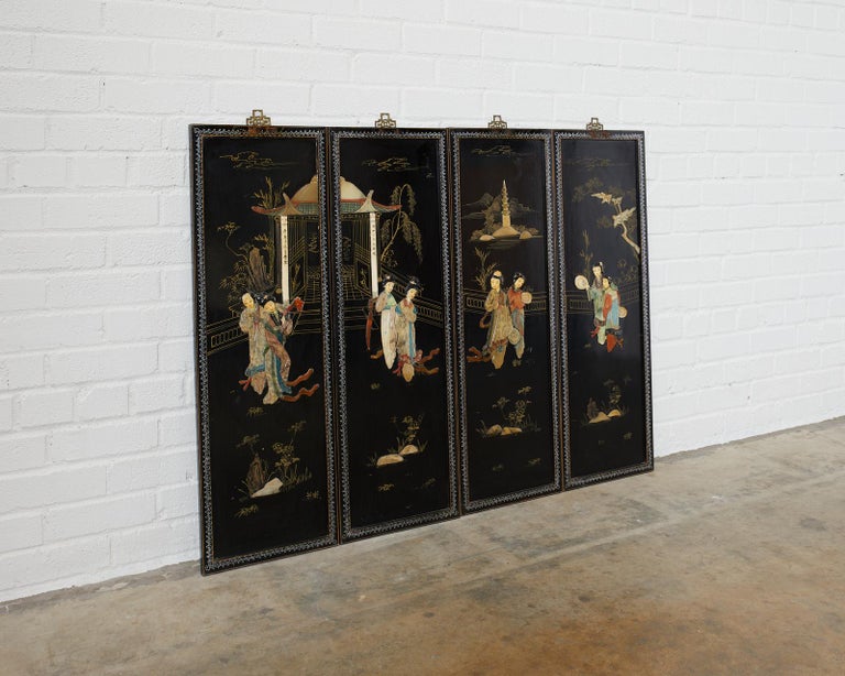 Chinese Coromandel Hardstone Panels at 1stDibs chinese wall panel