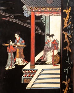 Chinese Coromandel Lacquer 6 Panel Floor Screen