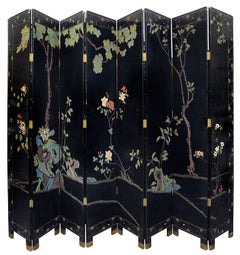 Chinese Coromandel Lacquer Eight Fold Screen, Early 20th Century