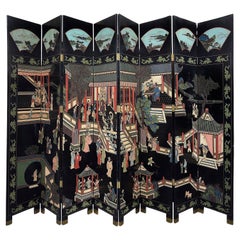 Chinese Coromandel Lacquer Eight Fold Screen, Early 20th Century