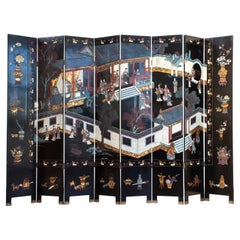 Chinese Coromandel Lacquer Eight Panel Fold Screen