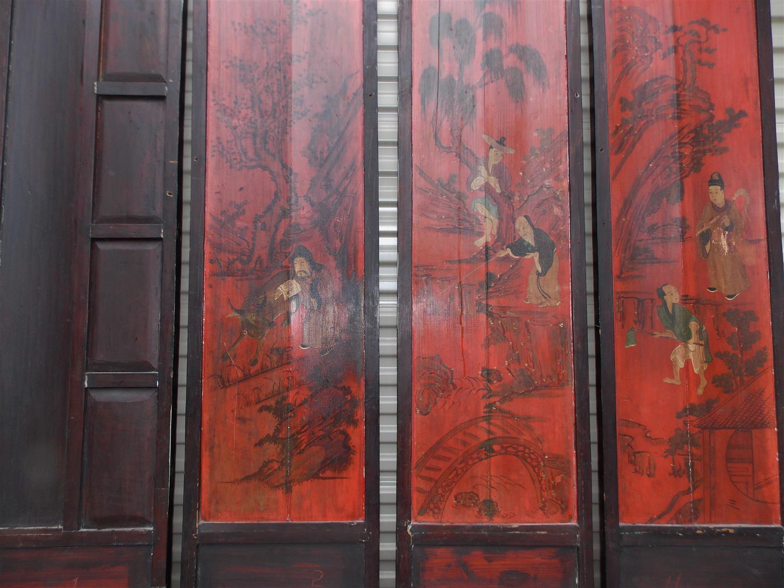 Chinese Coromandel Red Lacquer 12-Panel Figural and Landscape Screen. Circa 1840 For Sale 8