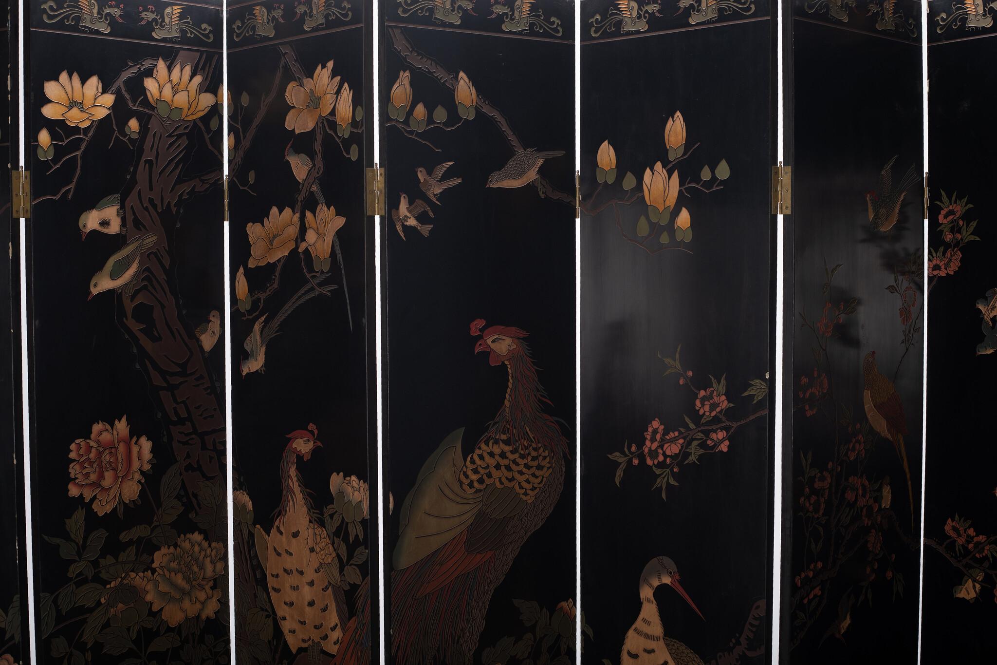 Hand-Painted Chinese Coromandel Screen