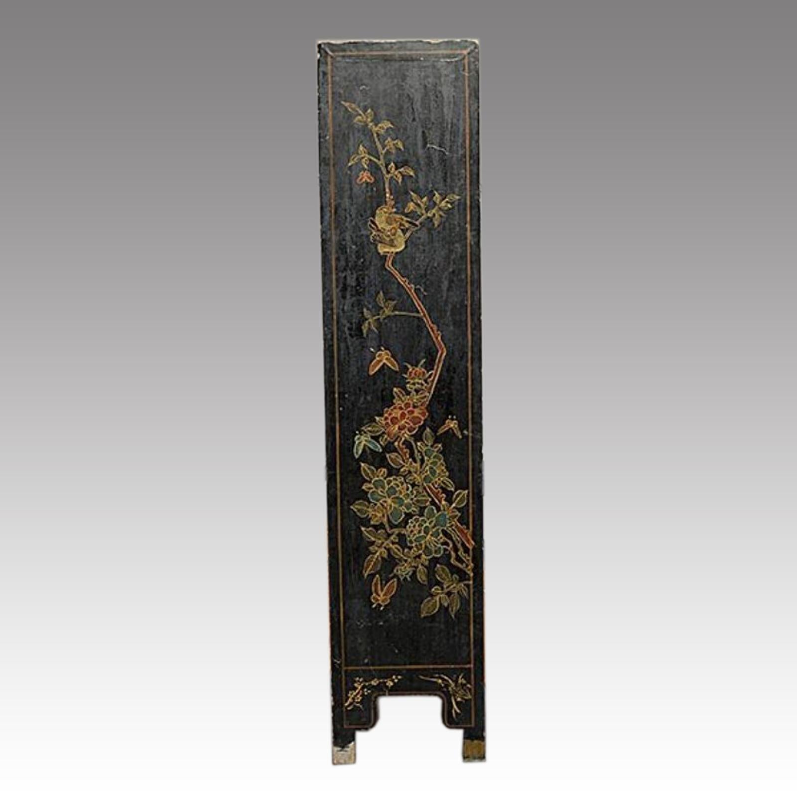 Hand-Painted Chinese Coromandel Six-Panel Folding Screen, Chinese For Sale
