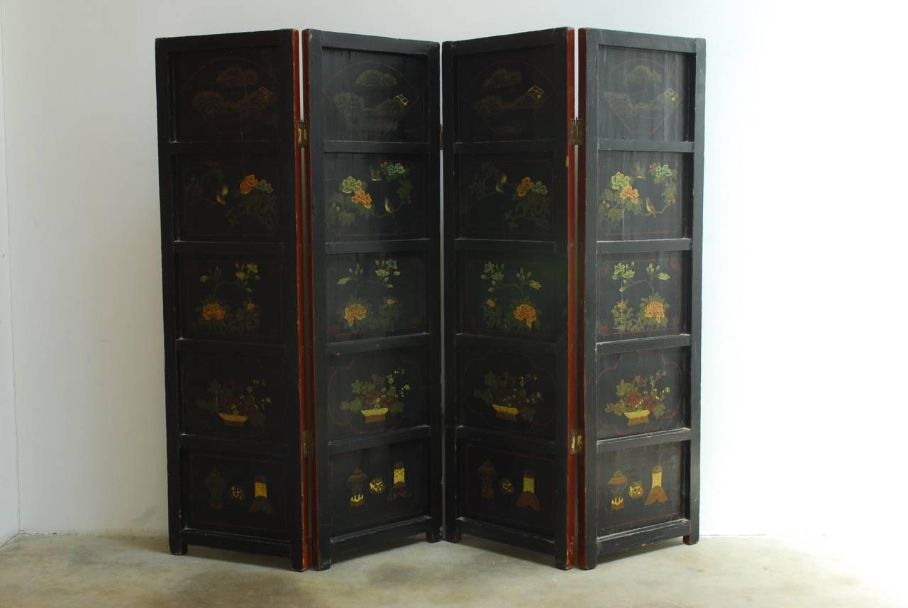 Chinese Coromandel Style Two-Sided Lacquer Screen 9