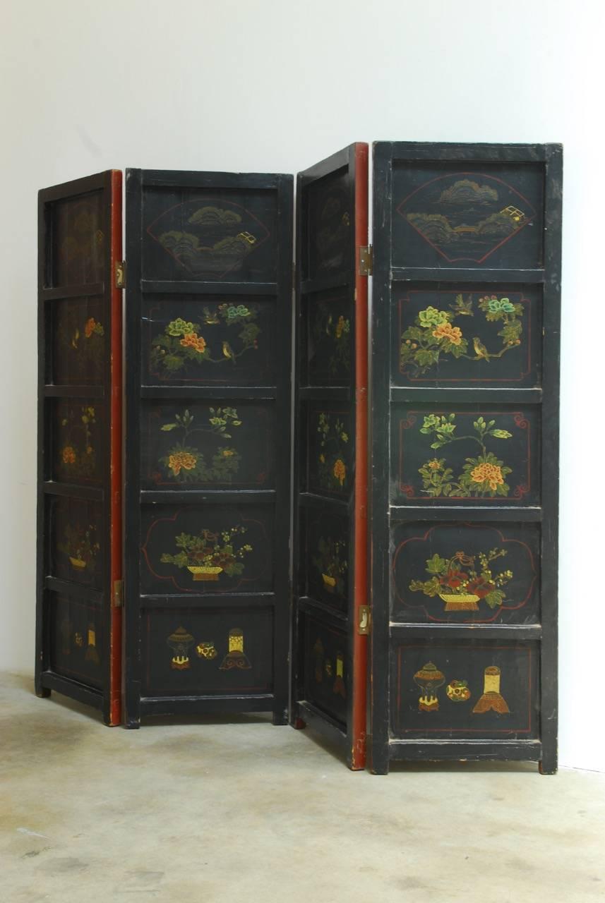 Chinese Coromandel Style Two-Sided Lacquer Screen 10