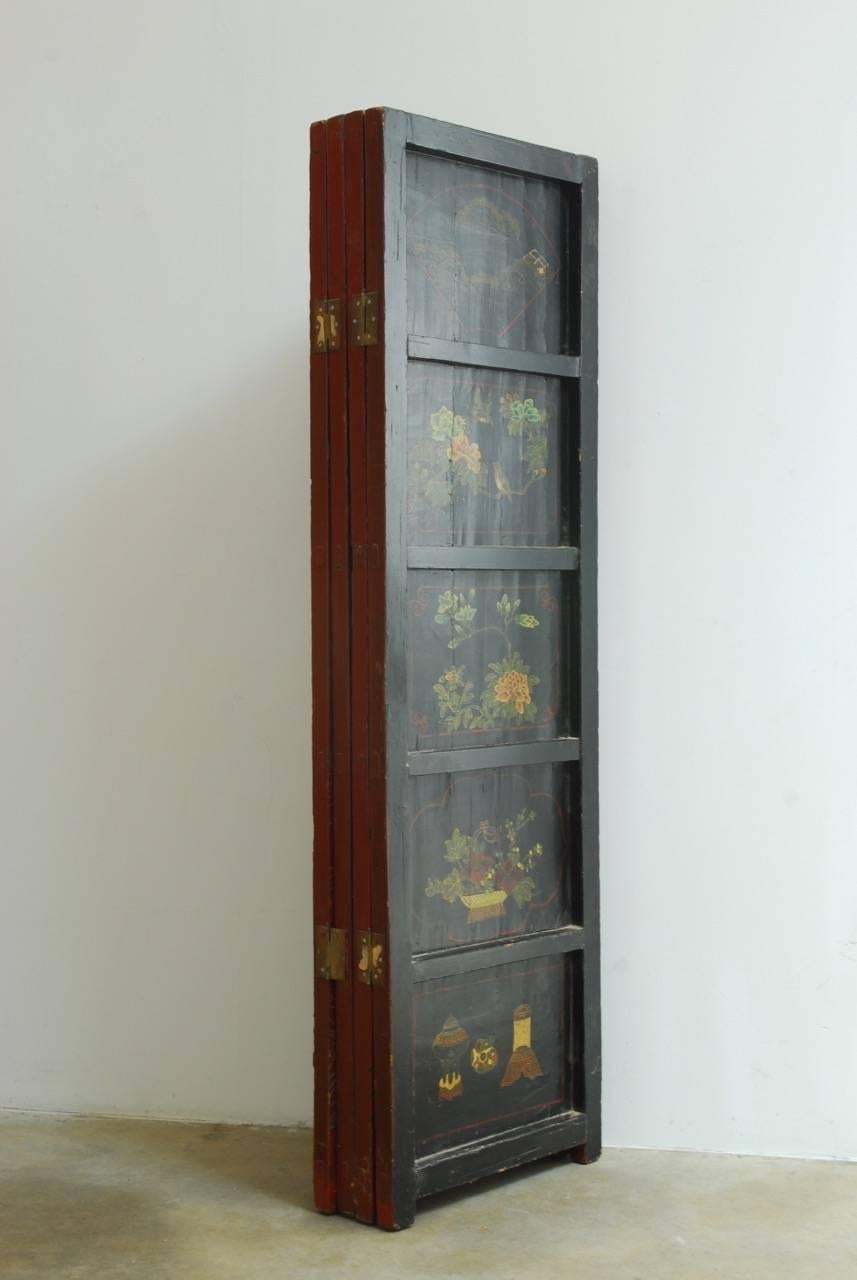 Chinese Coromandel Style Two-Sided Lacquer Screen 12