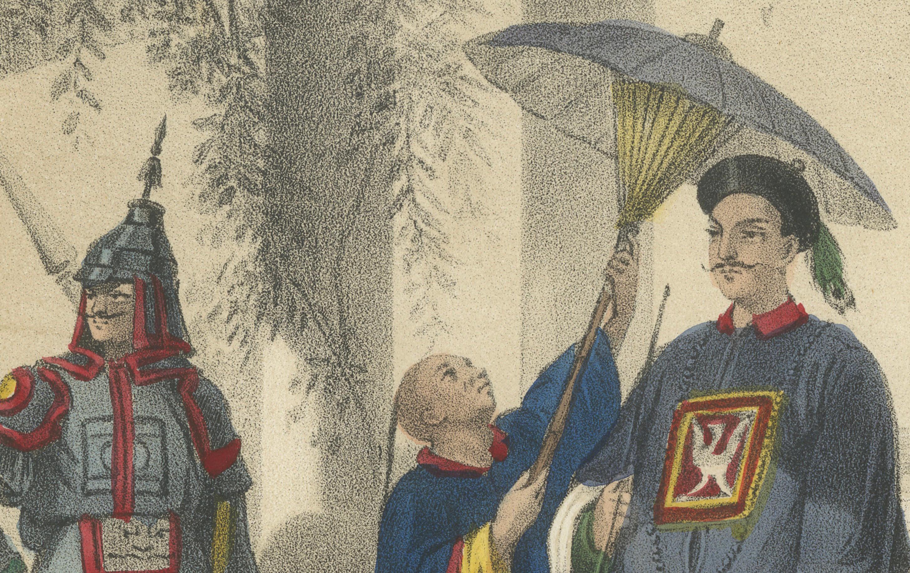 Chinese Costumes – Mandarin, Tartar Lady and Musicians, c.1845