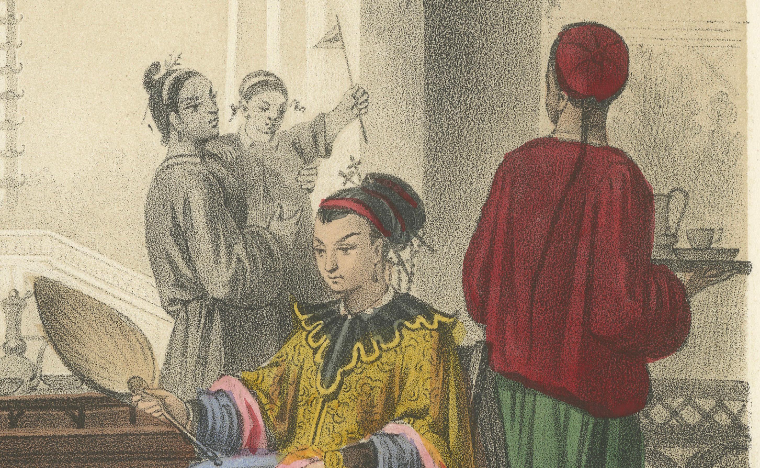 Chinese Costumes – Mandarin, Tartar Lady and Musicians, c.1845