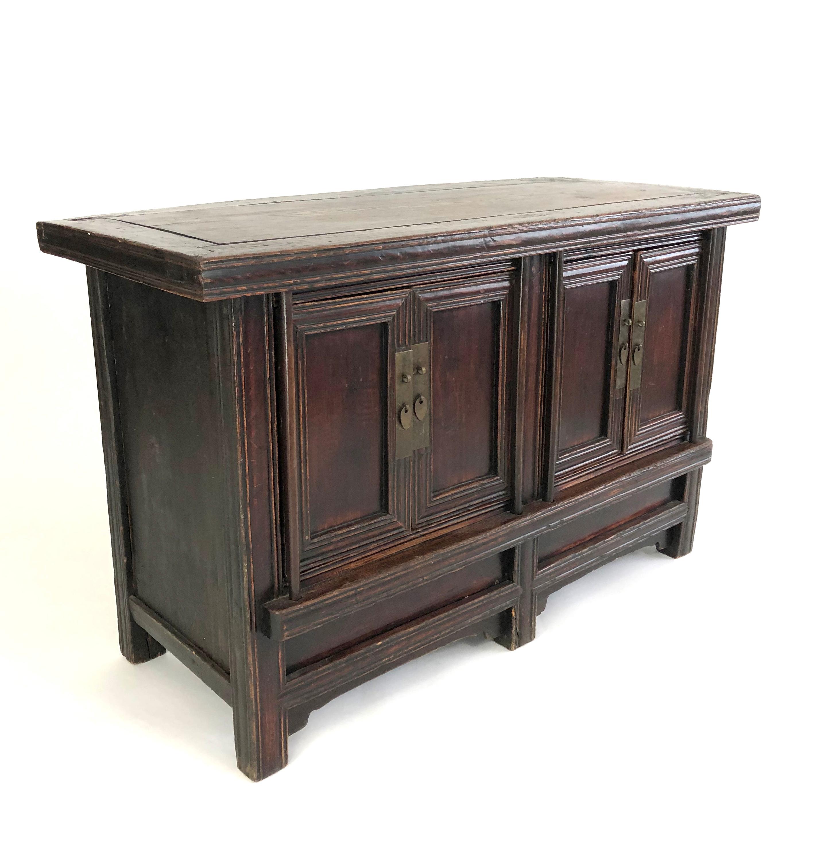 Carved Chinese Country Cabinet in Elmwood