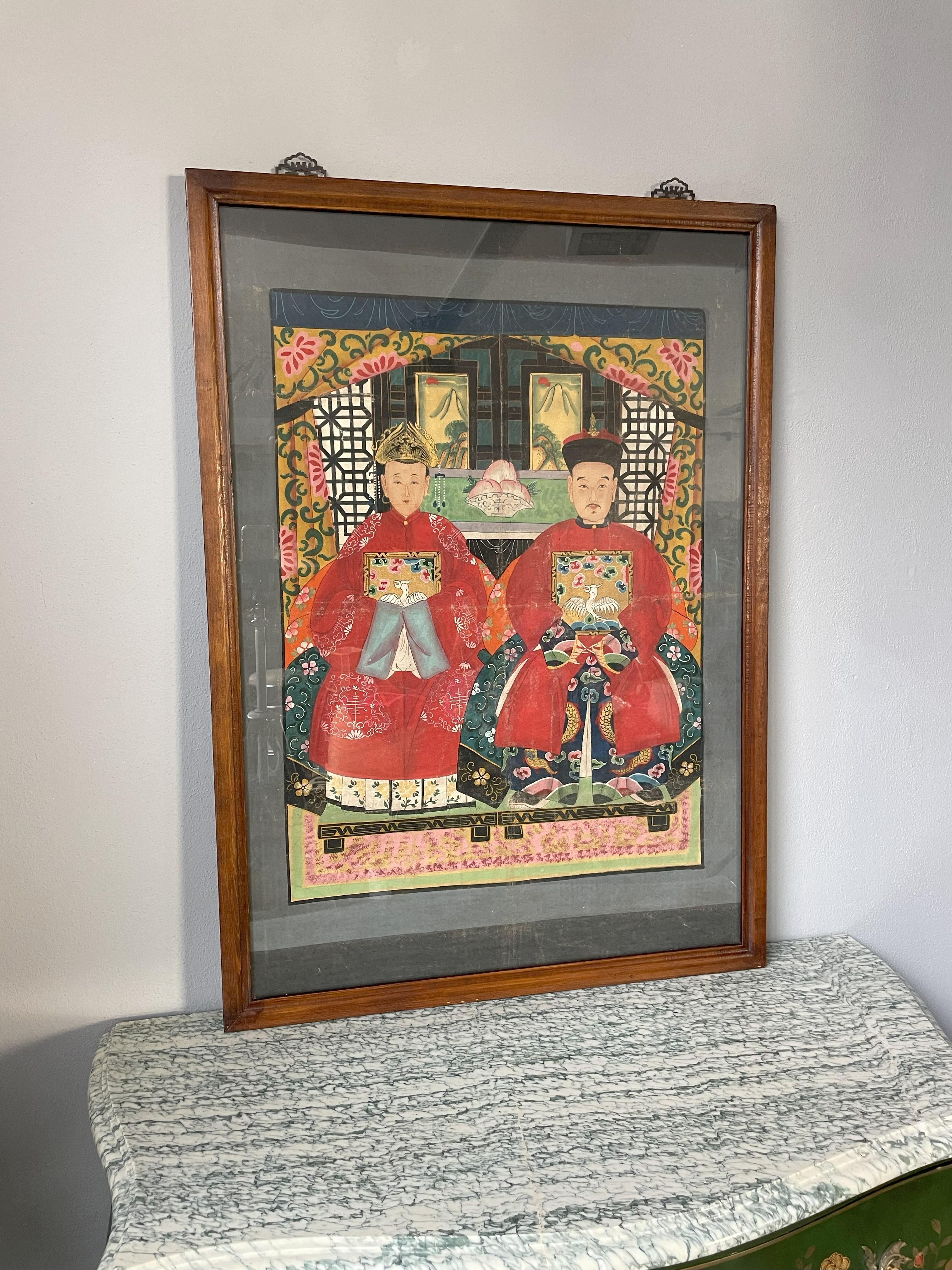 20th Century Chinese Couple Painting For Sale