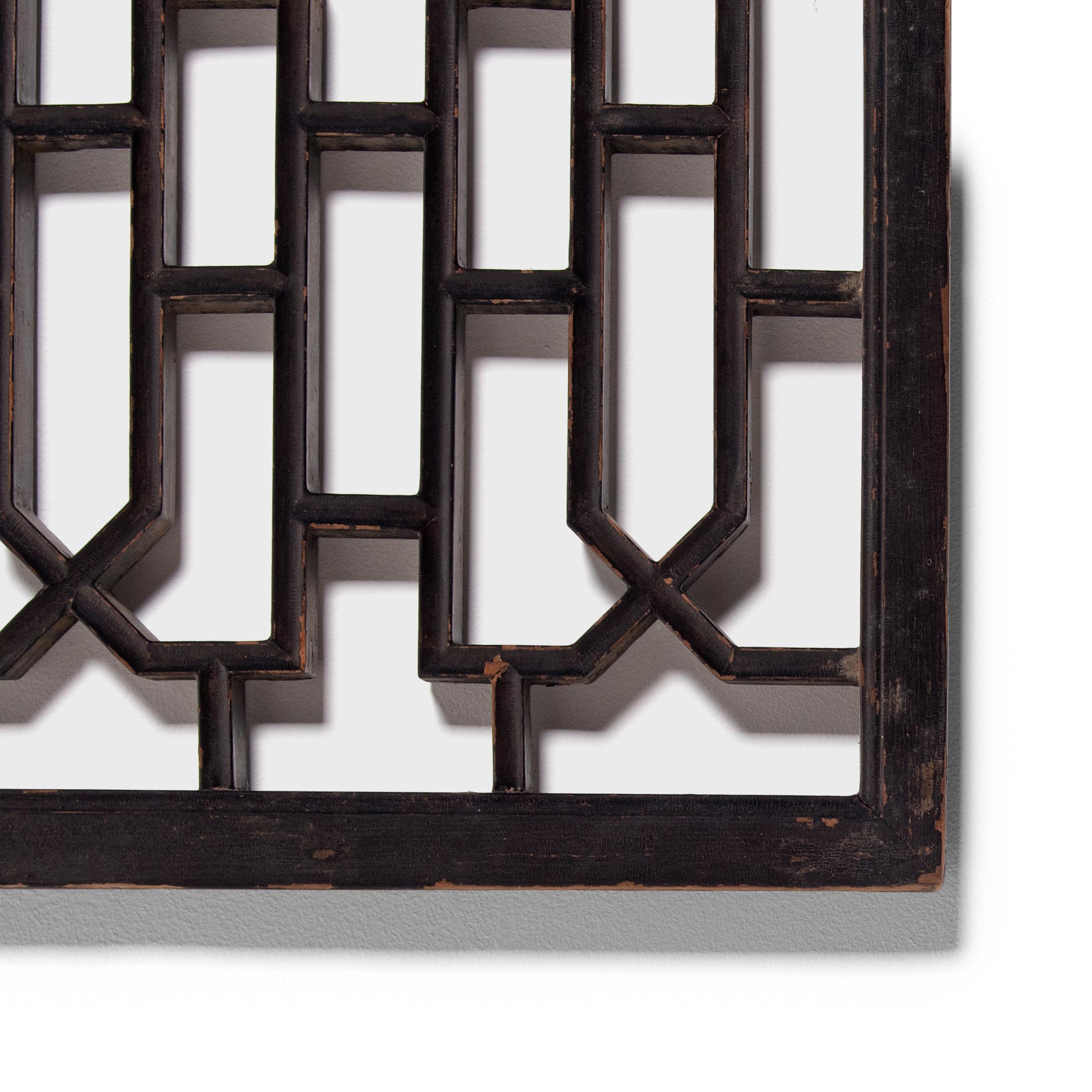 Lacquered Chinese Courtyard Lattice Panel, circa 1900