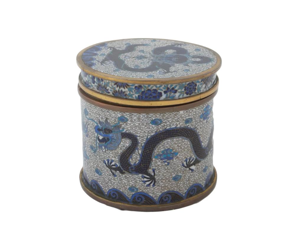 Cloissoné Chinese Covered Dragon Design Cloisonne Enamel Box For Sale