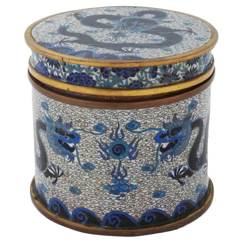 Chinese Covered Dragon Design Cloisonne Enamel Box For Sale