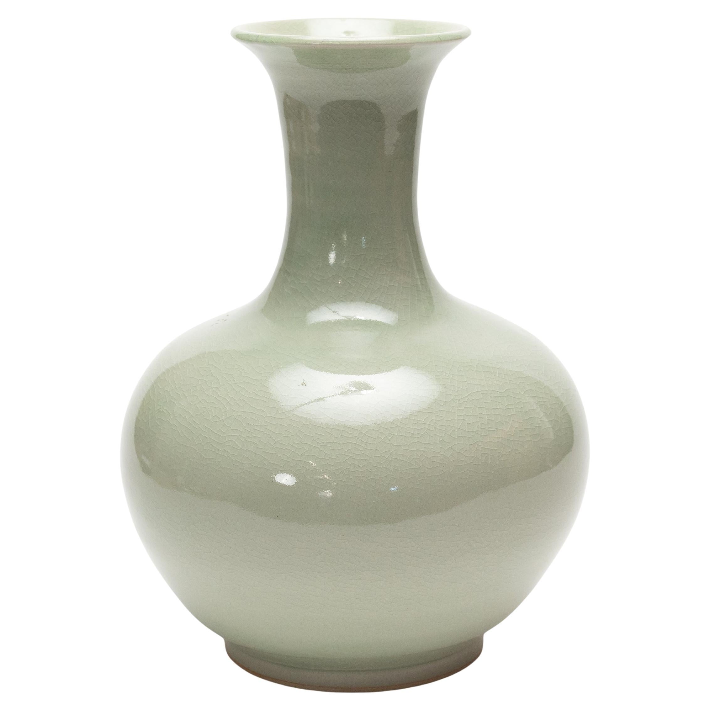 Chinese Crackle Celadon Pear Vase