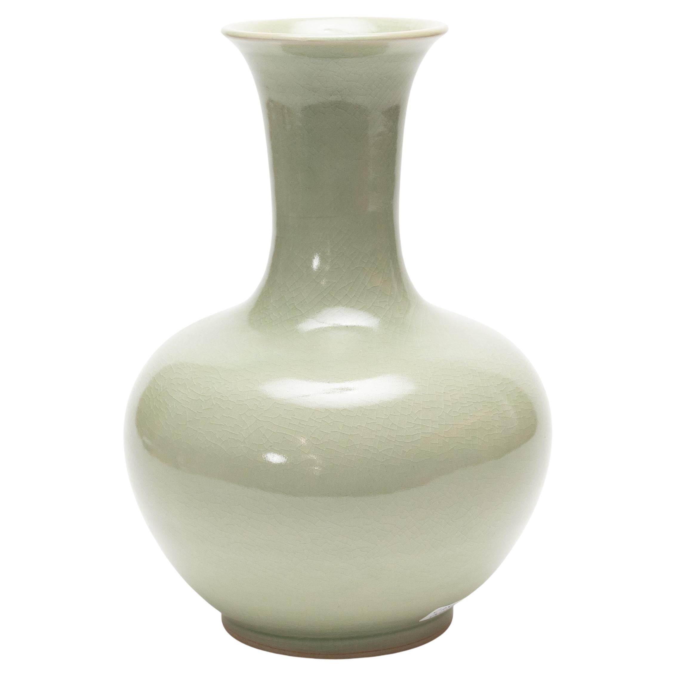 Chinese Crackle Celadon Pear Vase
