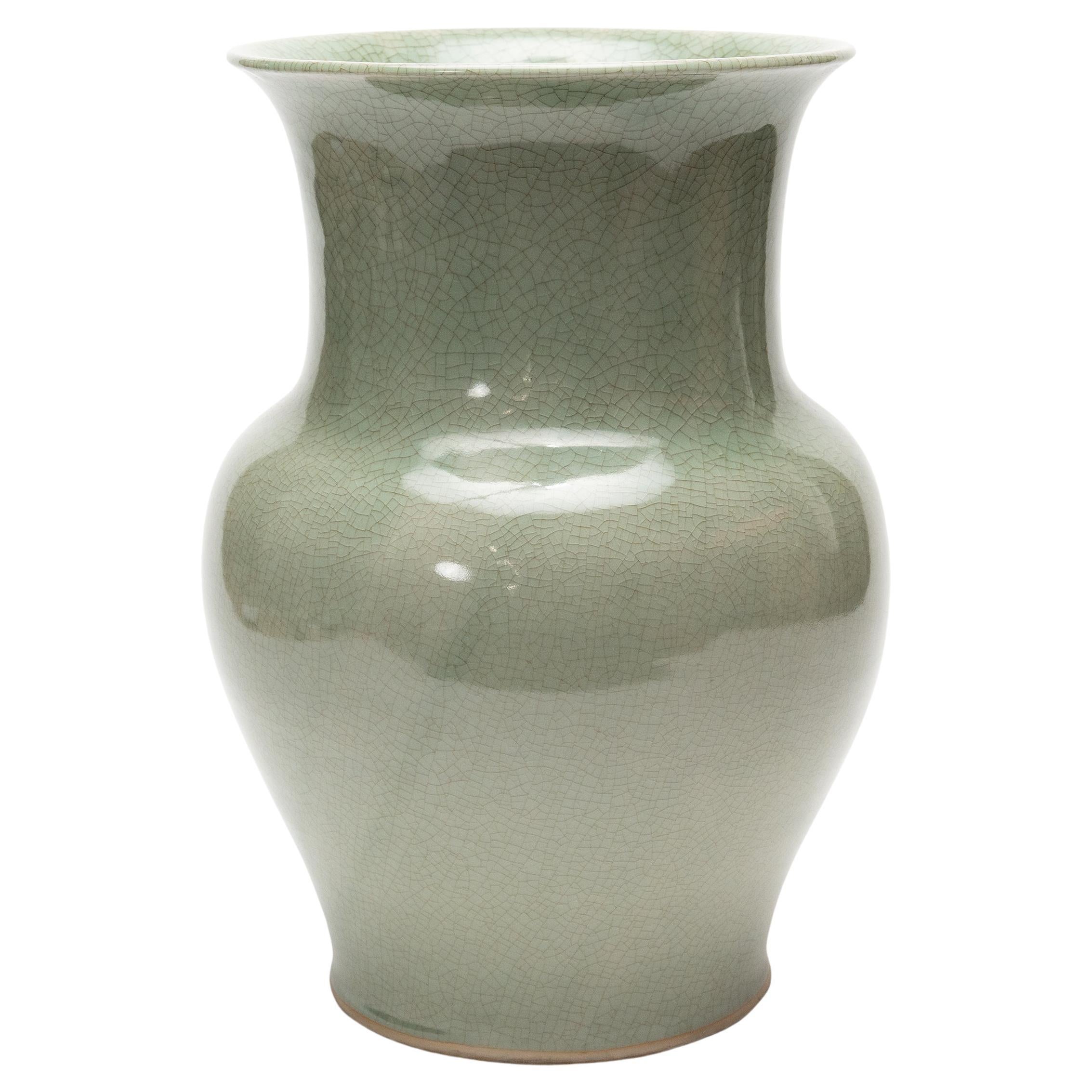 Chinese Crackle Celadon Phoenix Tail Vase