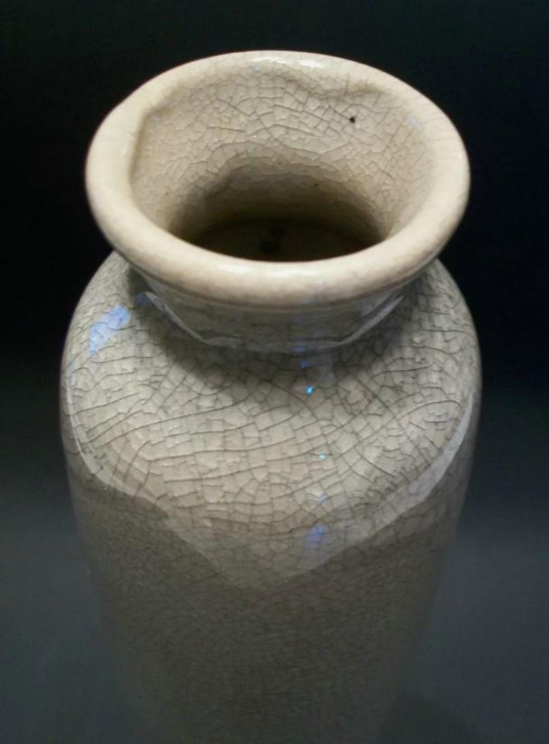Smaltato Vaso cinese in ceramica con smaltatura a crepe - Non firmato - Metà del XX secolo in vendita