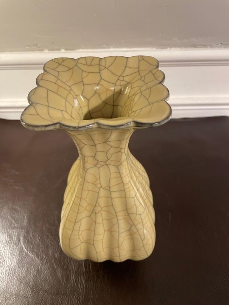 Chinese Crackle Glaze Fluted Vase For Sale 4