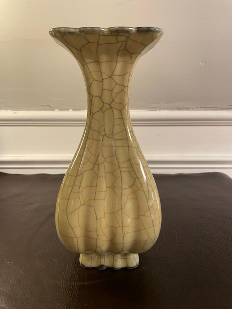 Chinese Crackle Glaze Fluted Vase For Sale 2