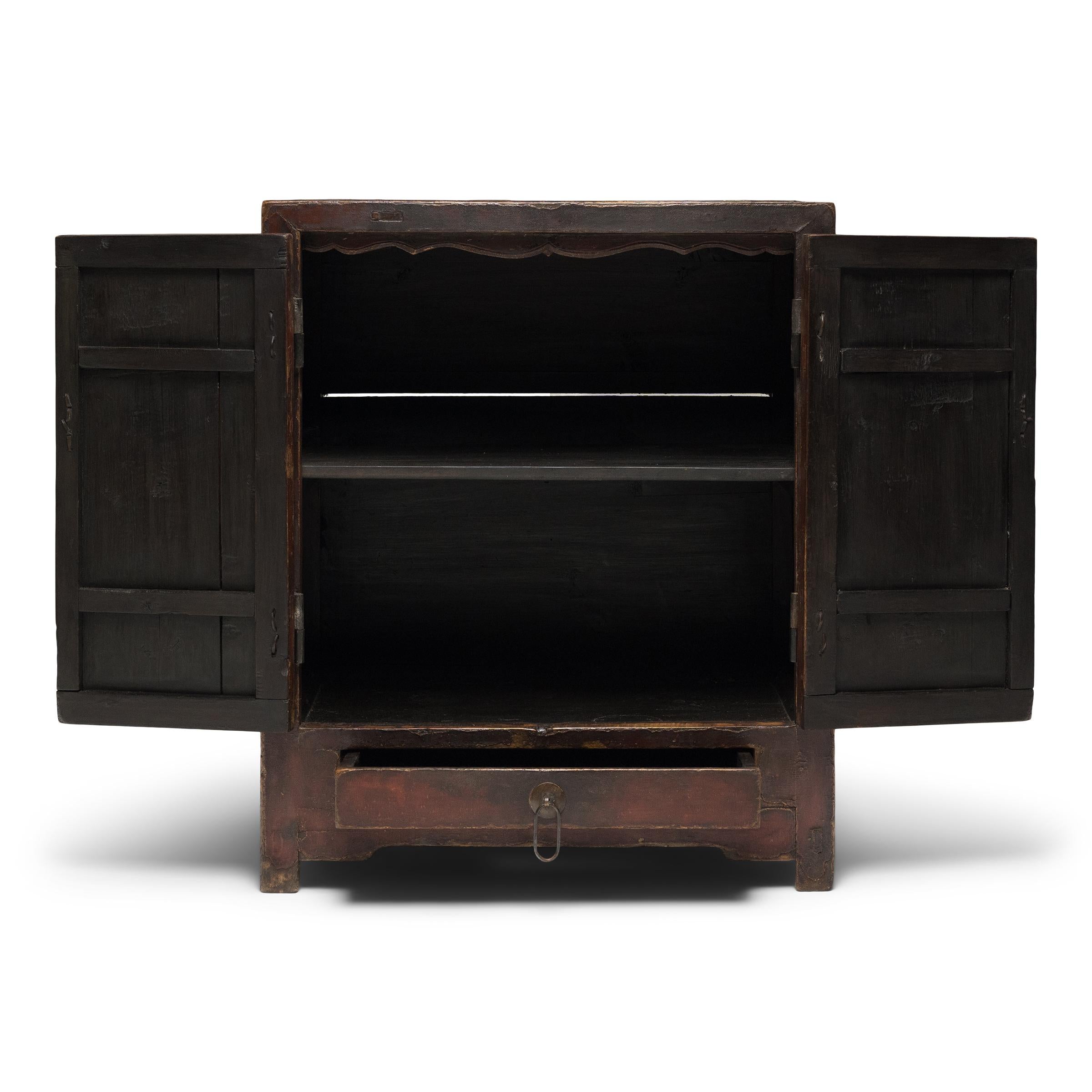 Lacquered Chinese Crackle Lacquer Locking Cabinet, c. 1800 For Sale