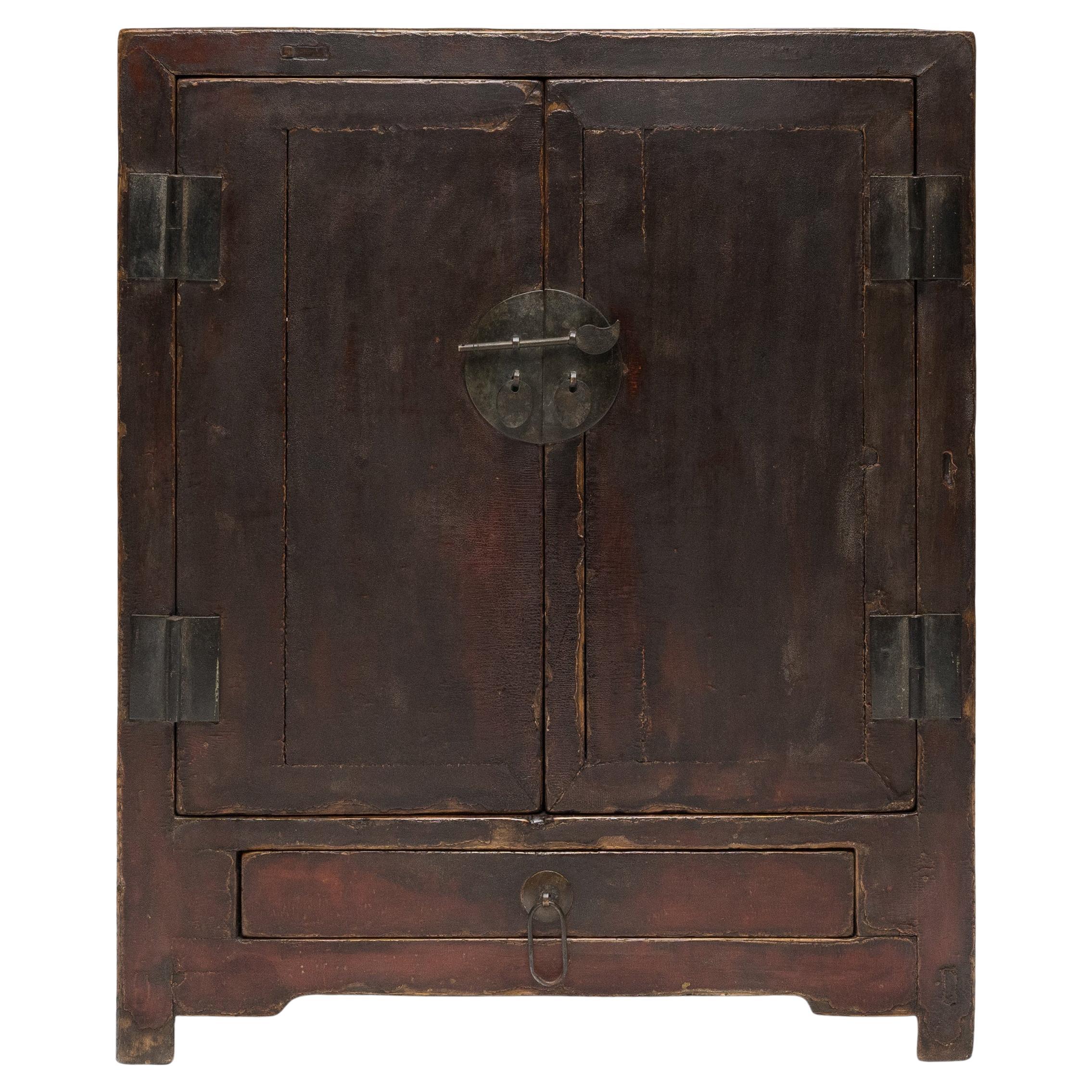 Chinese Crackle Lacquer Locking Cabinet, c. 1800 For Sale