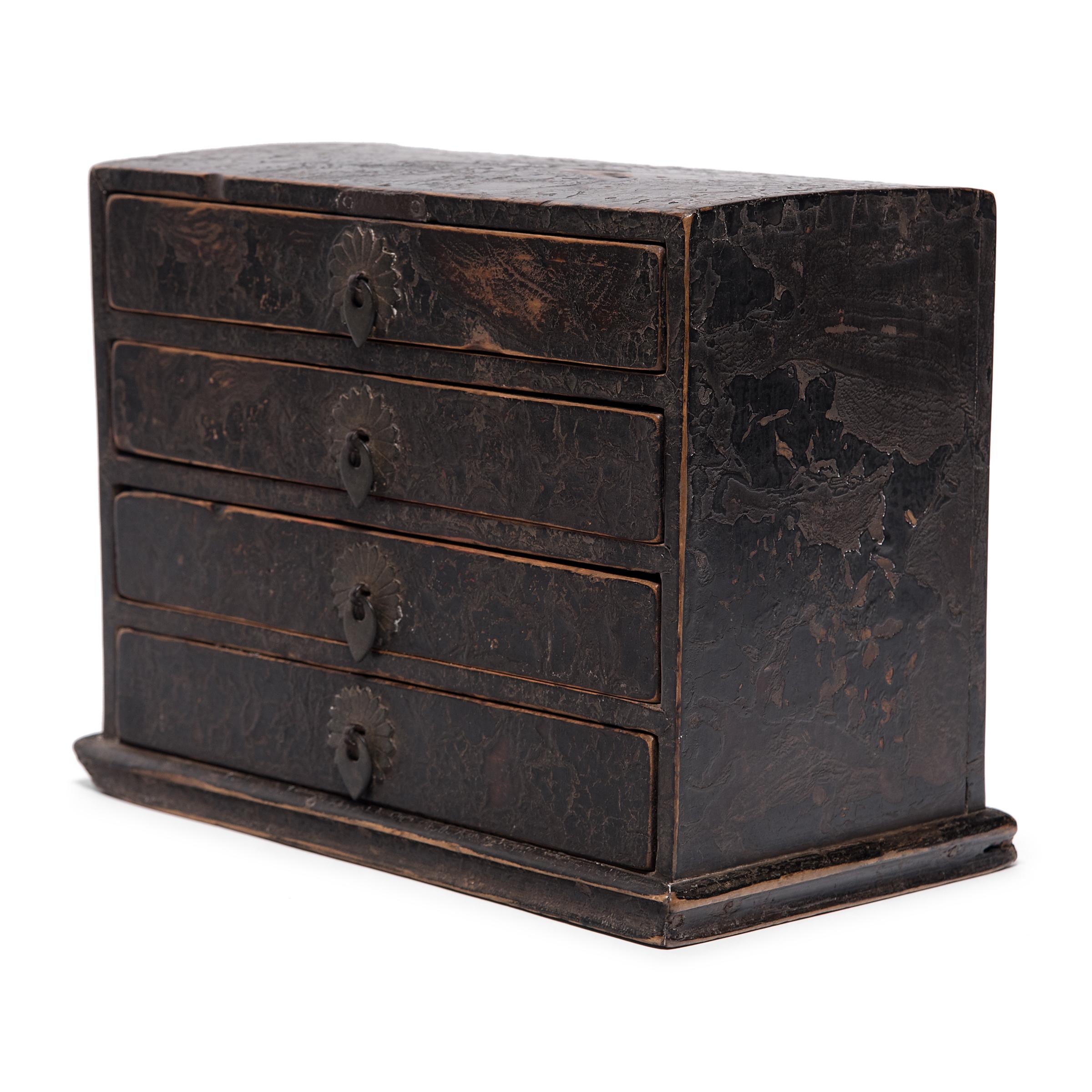 Lacquered Chinese Crackled Lacquer Autumn Altar Box, circa 1850 For Sale