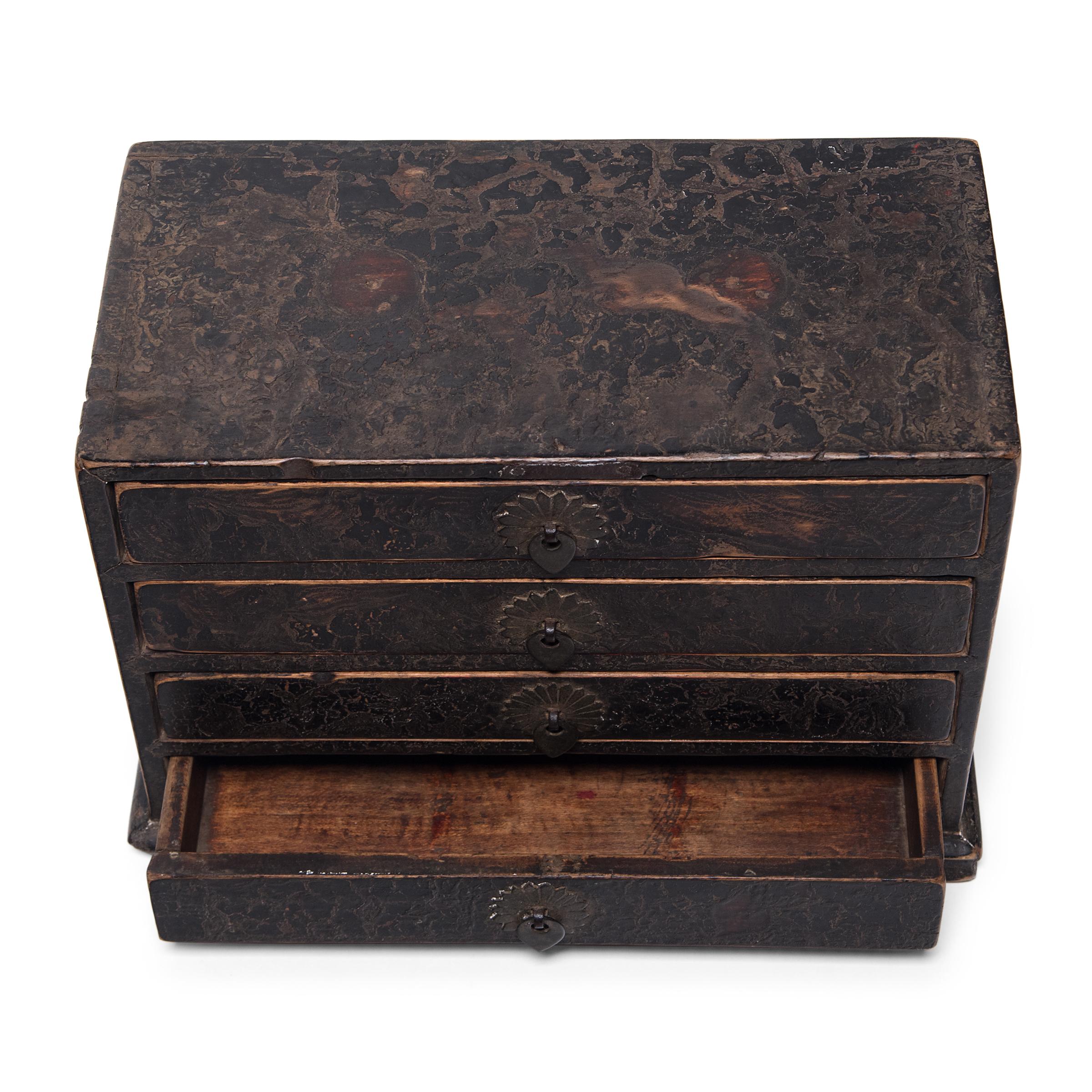 19th Century Chinese Crackled Lacquer Autumn Altar Box, circa 1850 For Sale