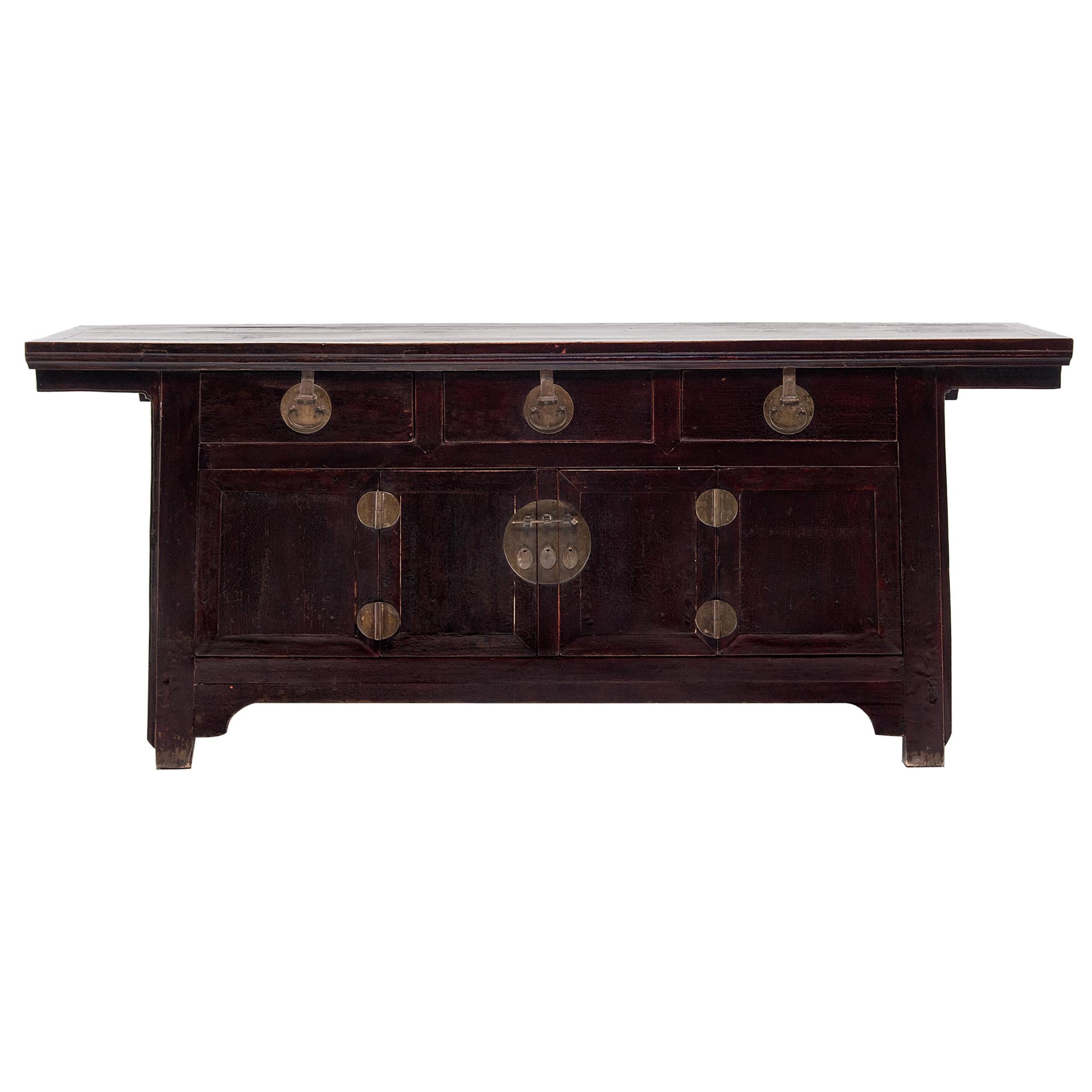 Chinese Crackled Lacquer Three-Drawer Coffer, circa 1850