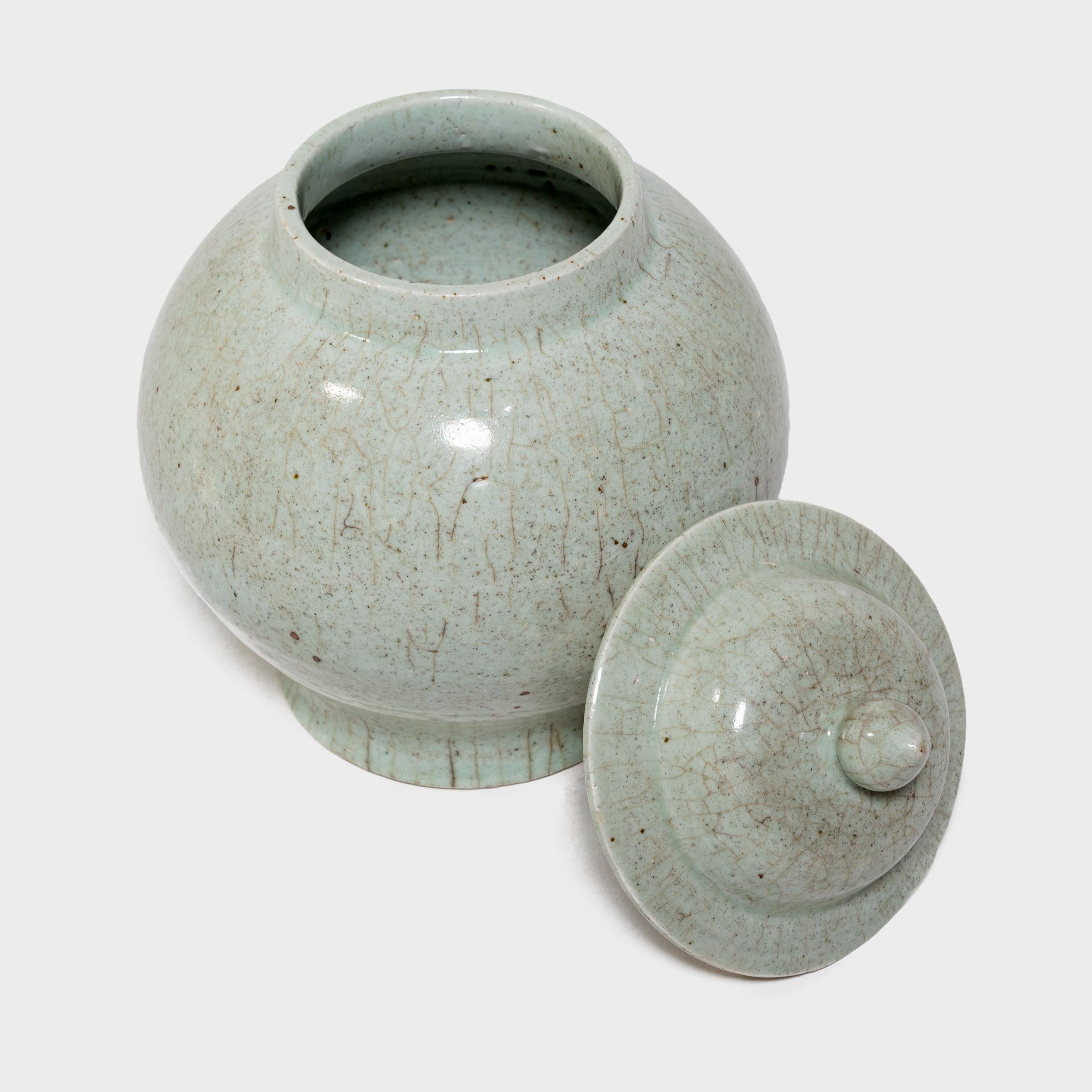 20th Century Chinese Crazed Celadon Ginger Jar