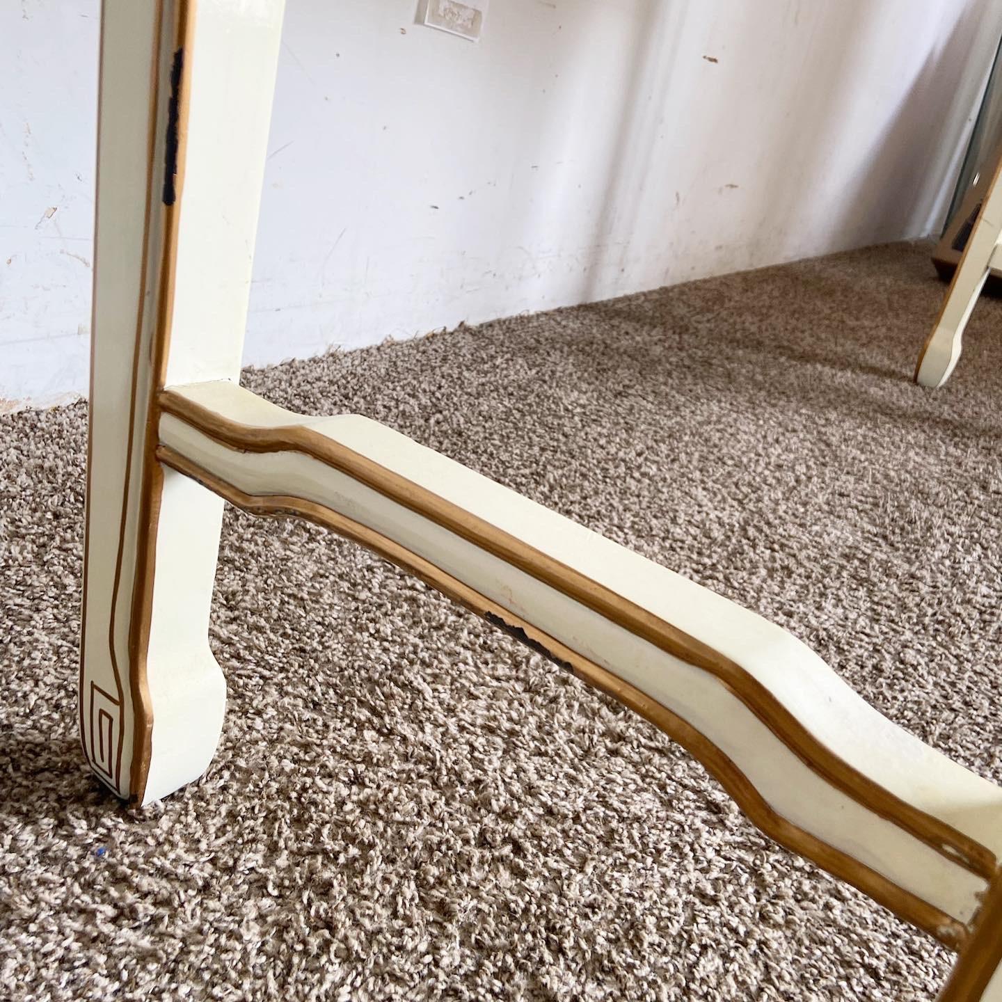 Chinese Cream Lacquered and Hand Painted Console Table For Sale 4