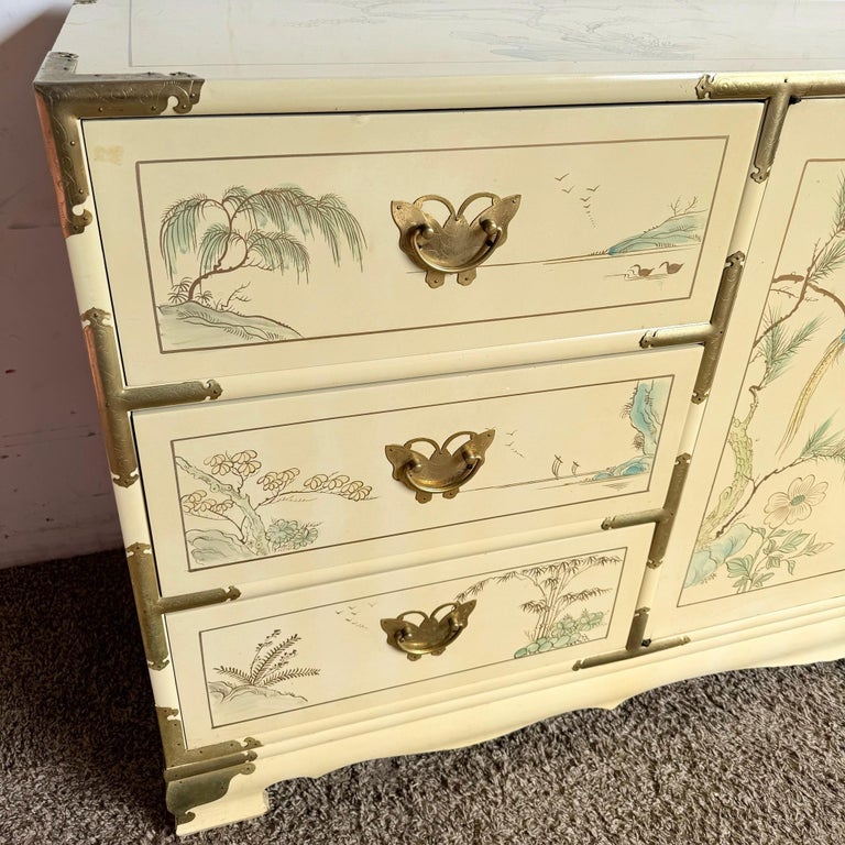Chinese Cream Lacquered and Hand Painted Dresser With Gold Accents at 1stDibs Chinese Cream Lacquered and Hand Painted Dresser With Gold Accents at 1stDibs