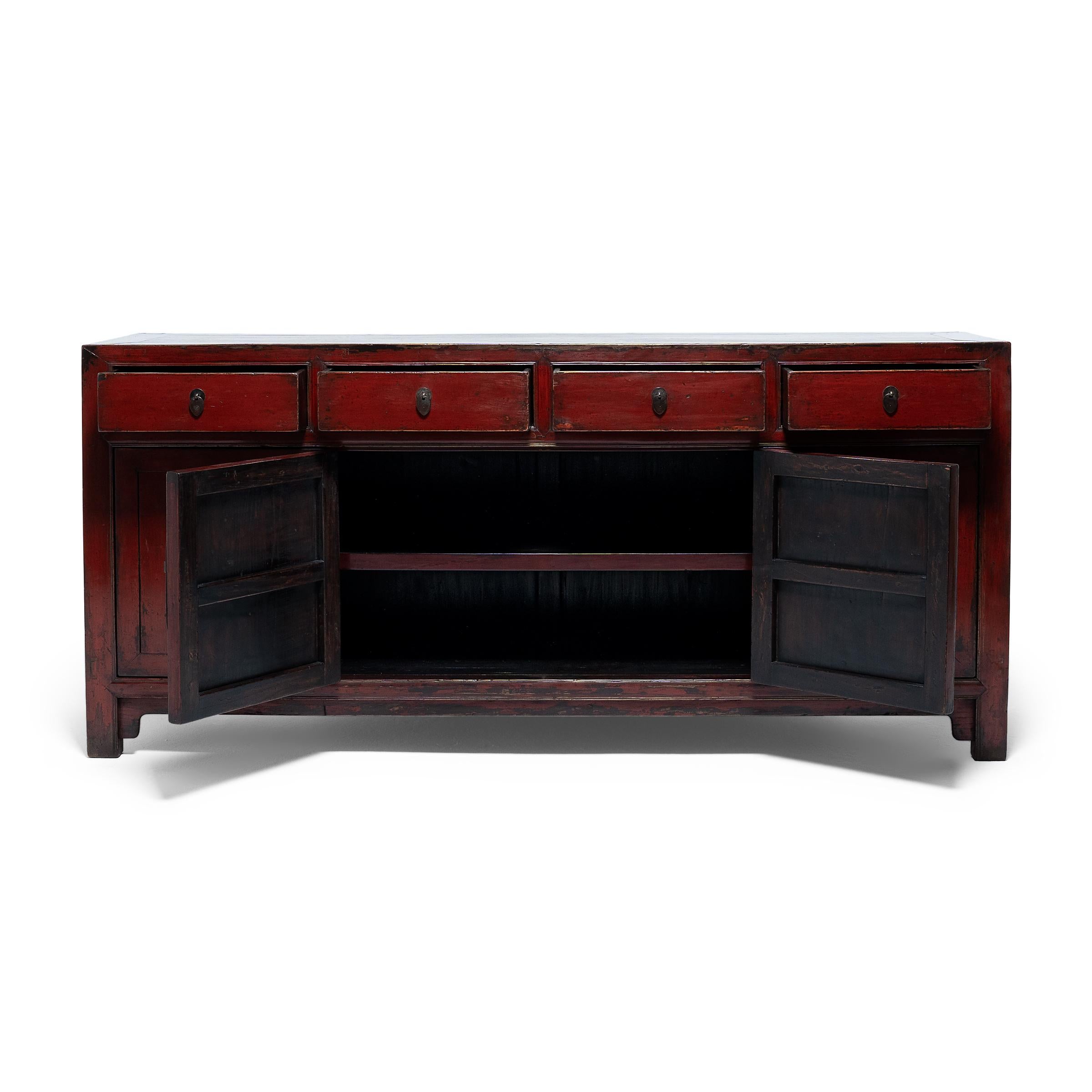 Qing Chinese Crimson Red Lacquer Coffer, circa 1800