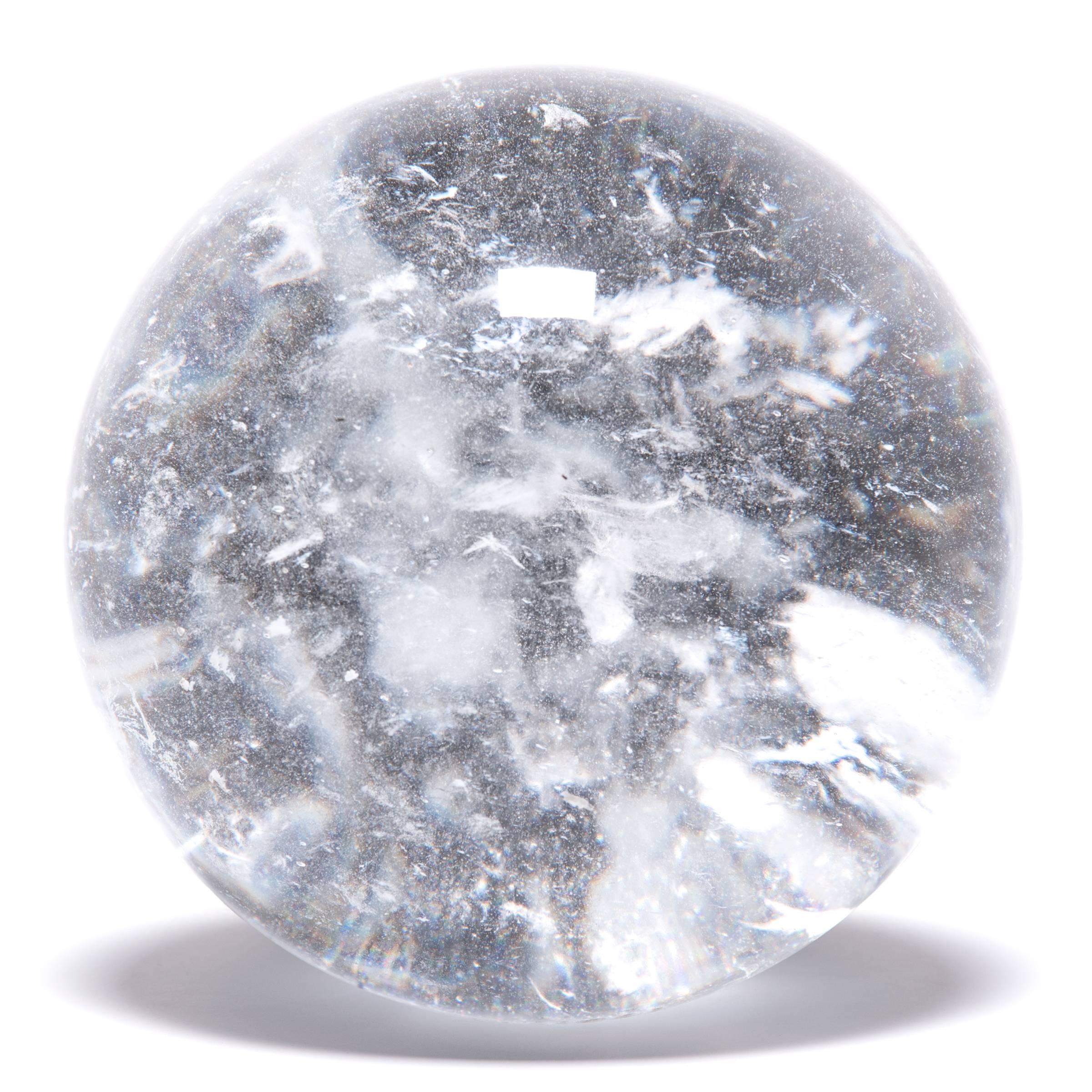 Chinese Crystal Sphere with Occlusions In Excellent Condition In Chicago, IL