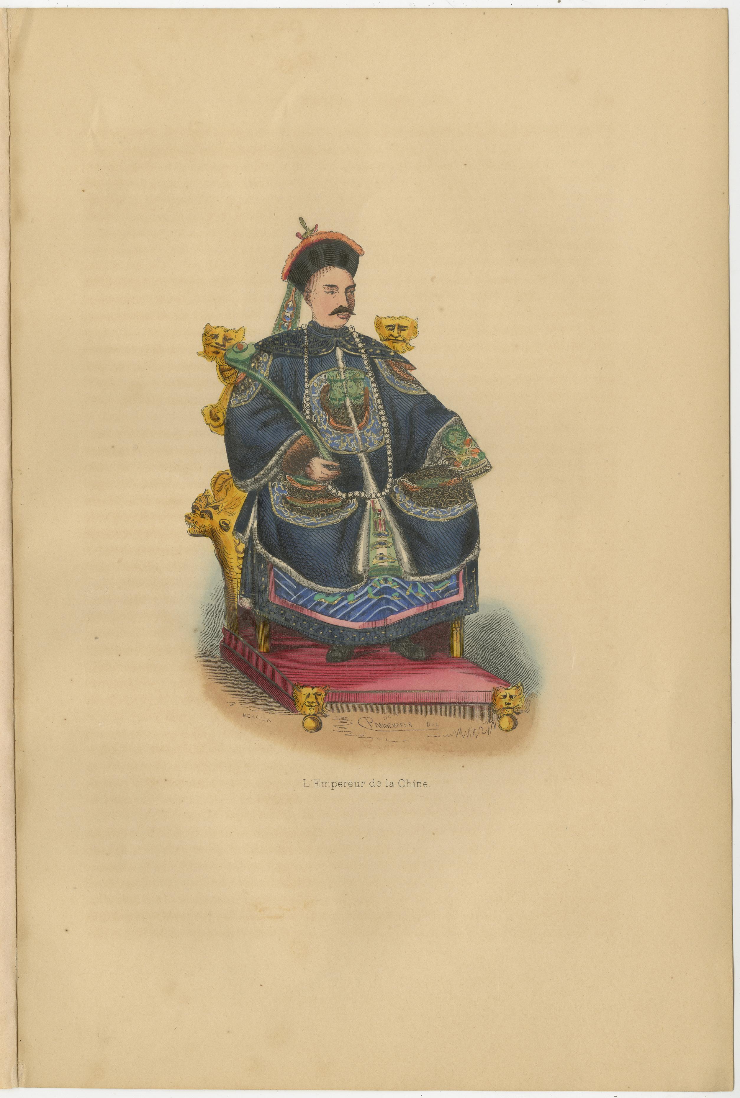 Mid-19th Century Chinese Cultural Figures in 1844 Wahlen Lithographs of Dress and Traditions For Sale