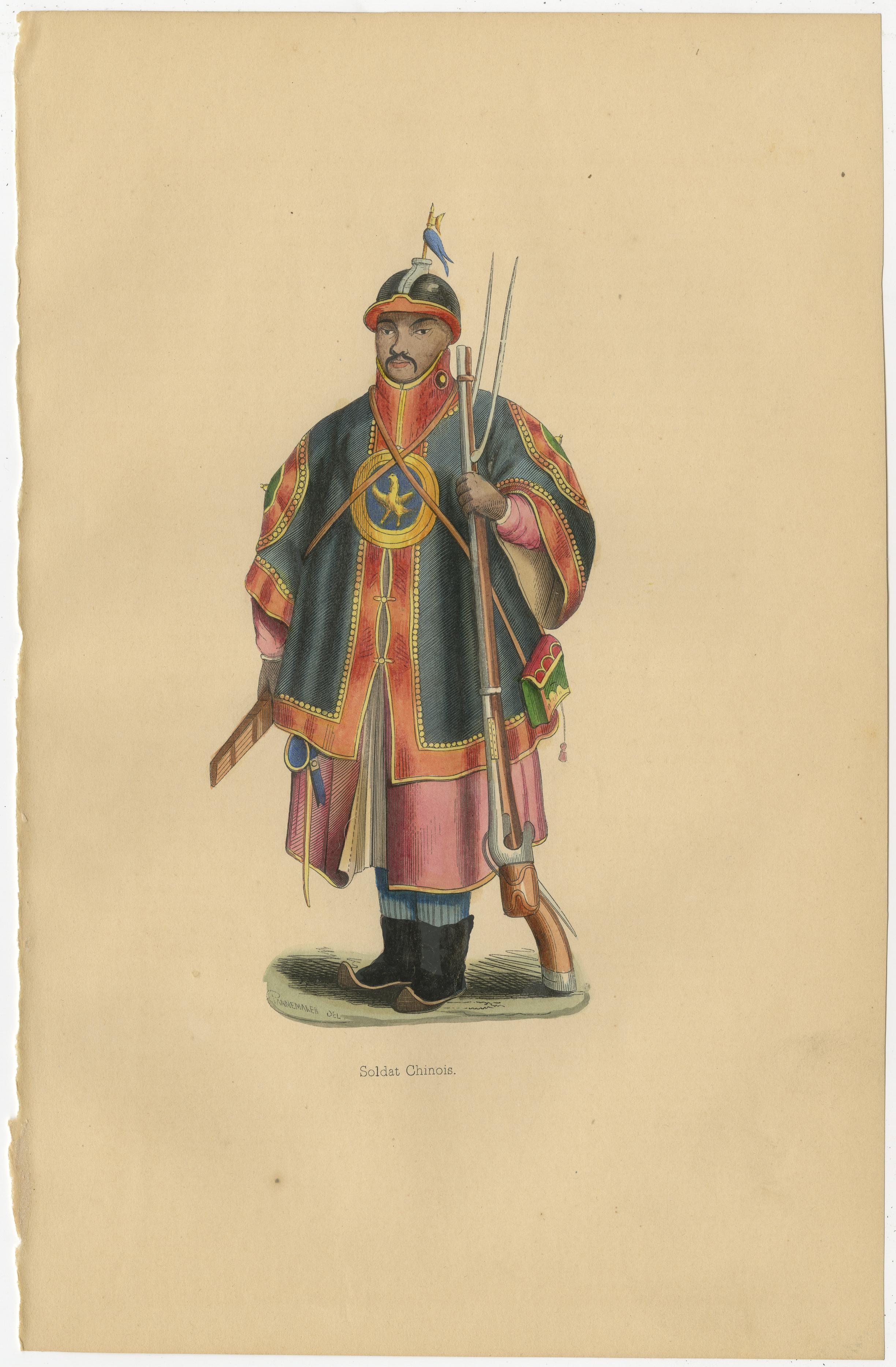Paper Chinese Cultural Figures in 1844 Wahlen Lithographs of Dress and Traditions For Sale