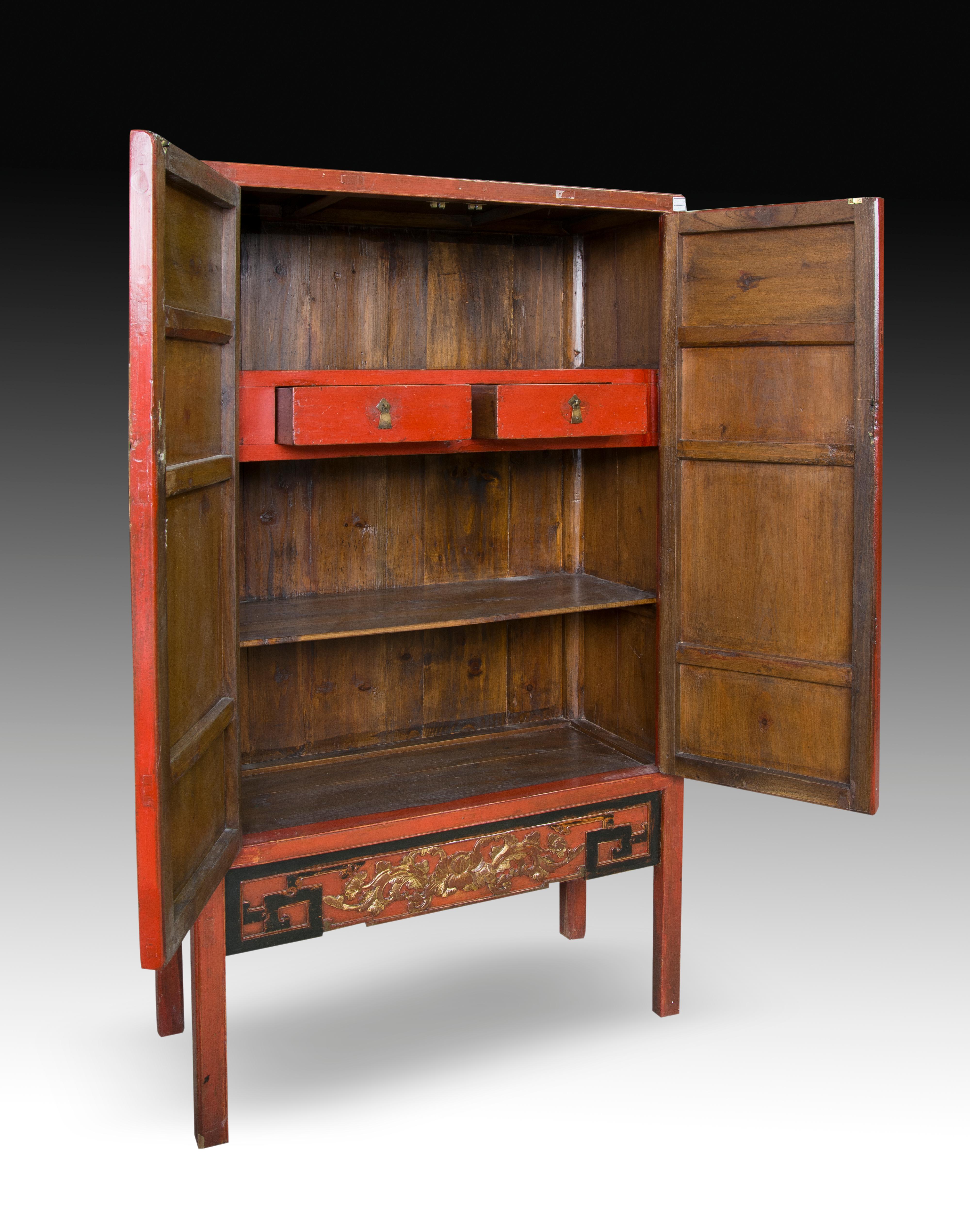 Other Chinese Cupboard, Lacquered Wood, Metal, 19th-20th Century