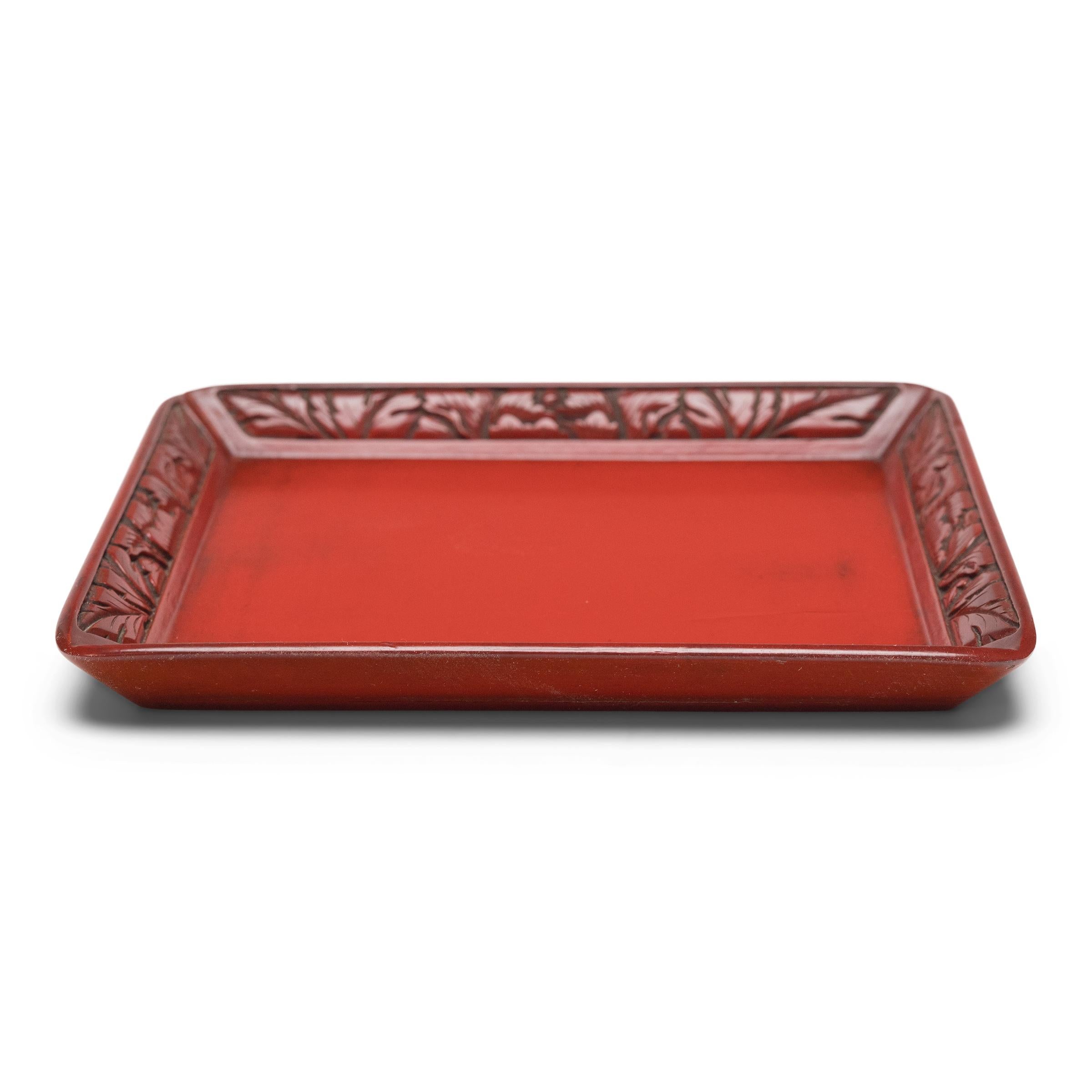 Qing Chinese Cut Cinnabar Tray, c. 1800