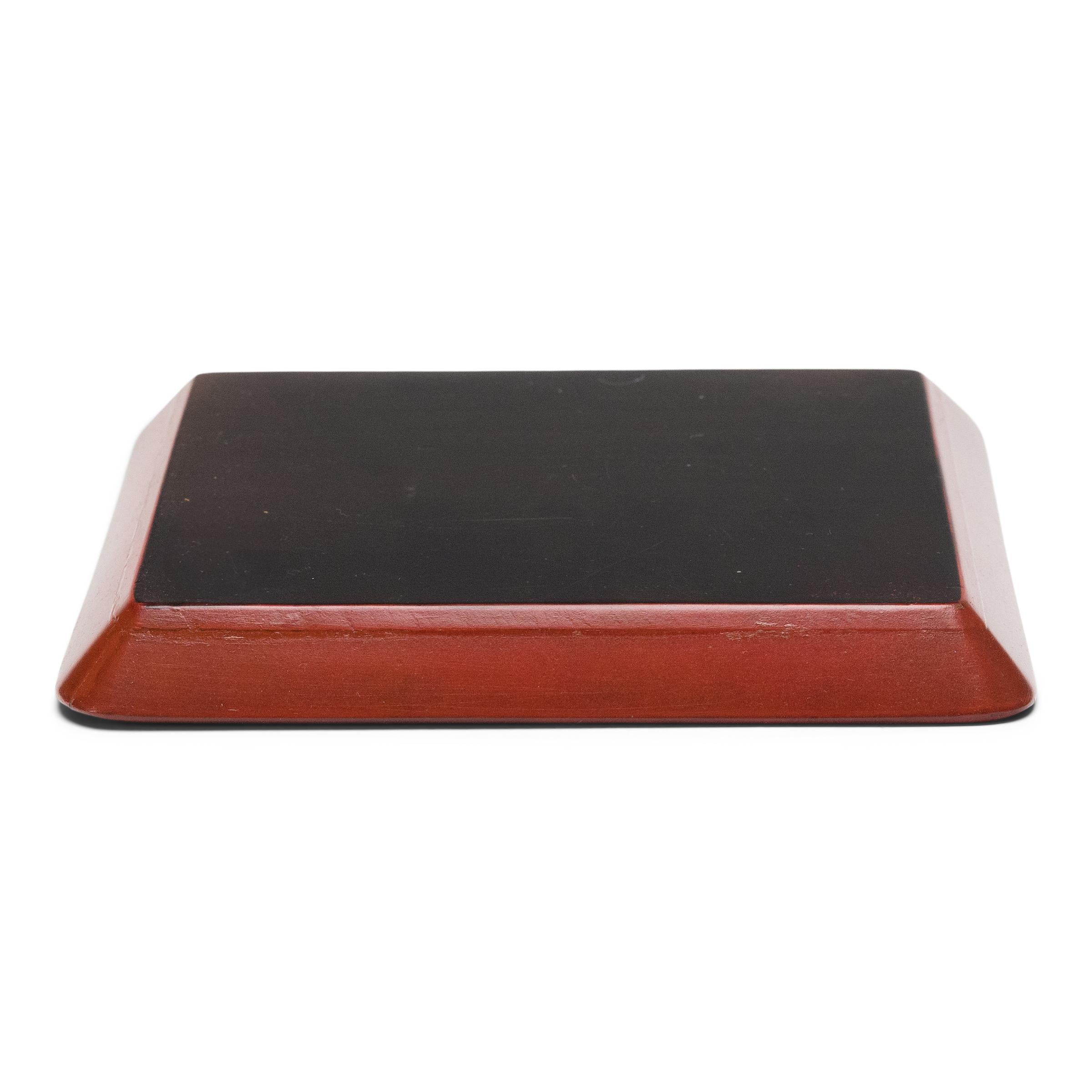 Hand-Carved Chinese Cut Cinnabar Tray, c. 1800