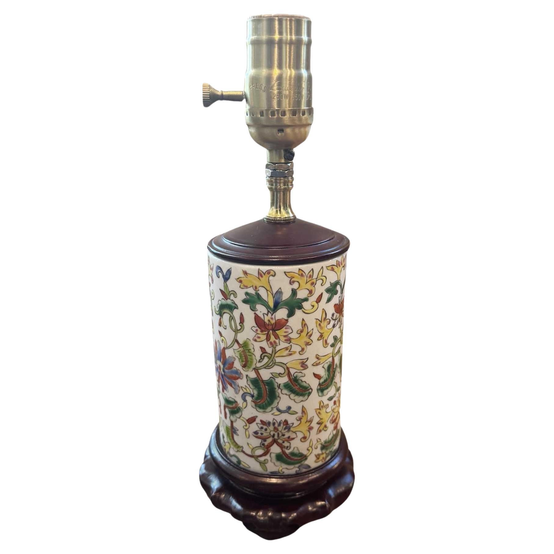 Chinese Cylinder Vase Lamp  For Sale