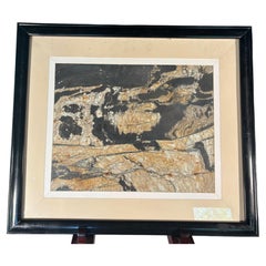 Chinese Dali Dream Stone Art Deco Painting Looking Down On The Rocks