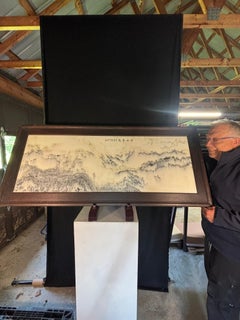 Chinese Dali Dream Stone Painted White Mountains And Waters, Stunning