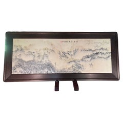 Chinese Dali Dream Stone Painted White Mountains And Waters, Stunning