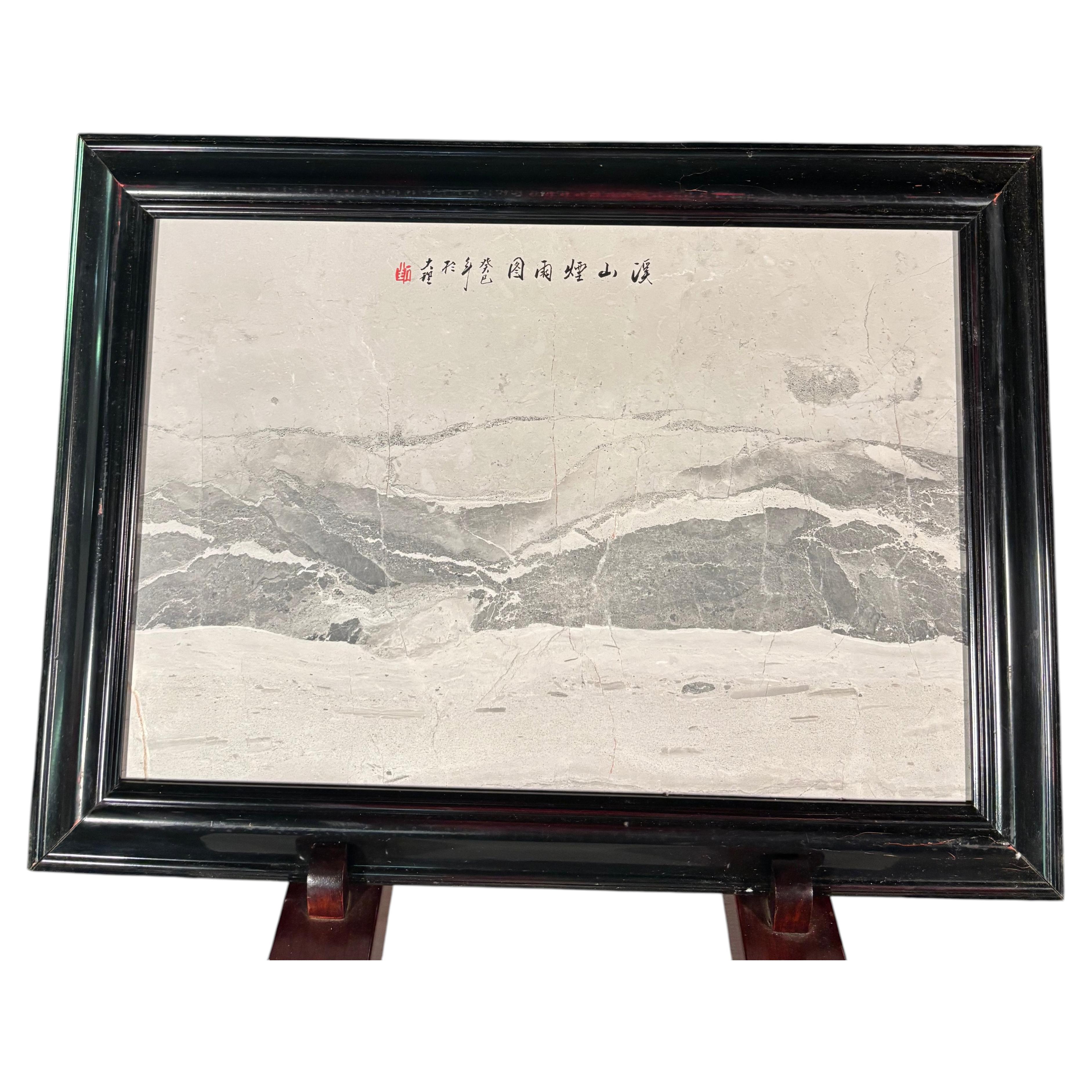 Chinese Dali Dream stone Painting Stunning Mountain And Waters Pass, Signed
