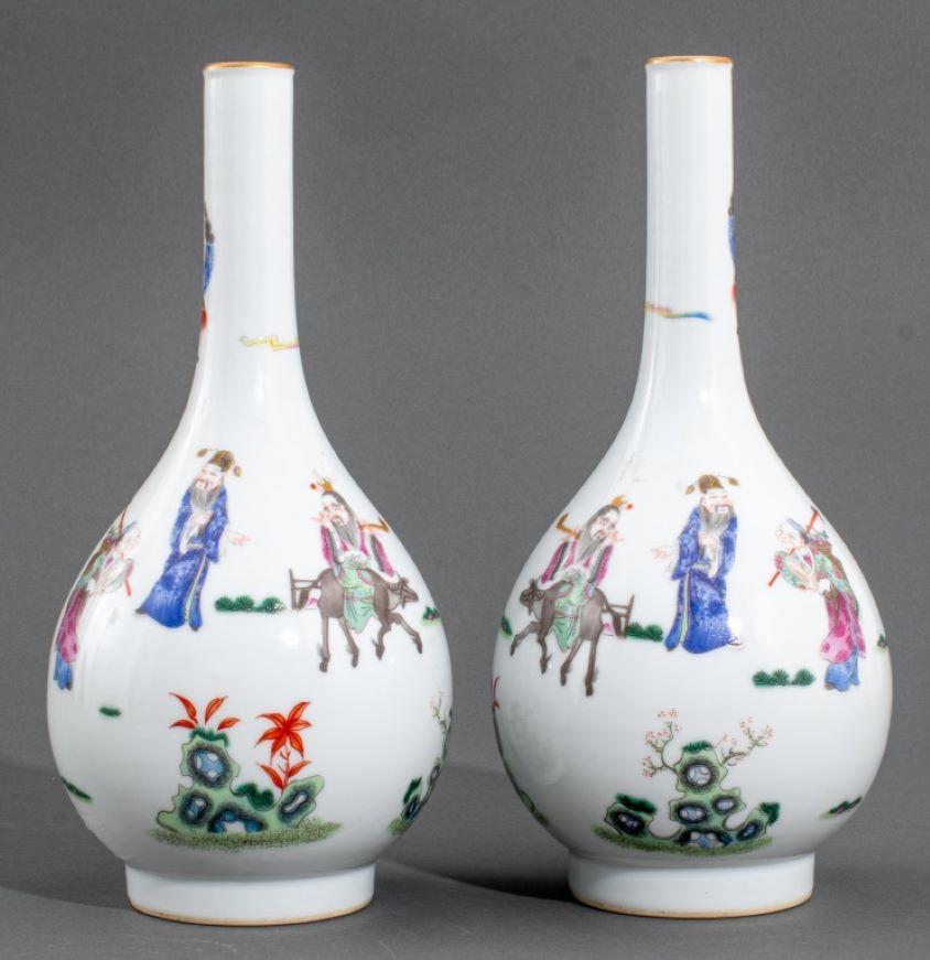 Chinoiserie Chinese Daoguang Mark Immortal Vases, Pair