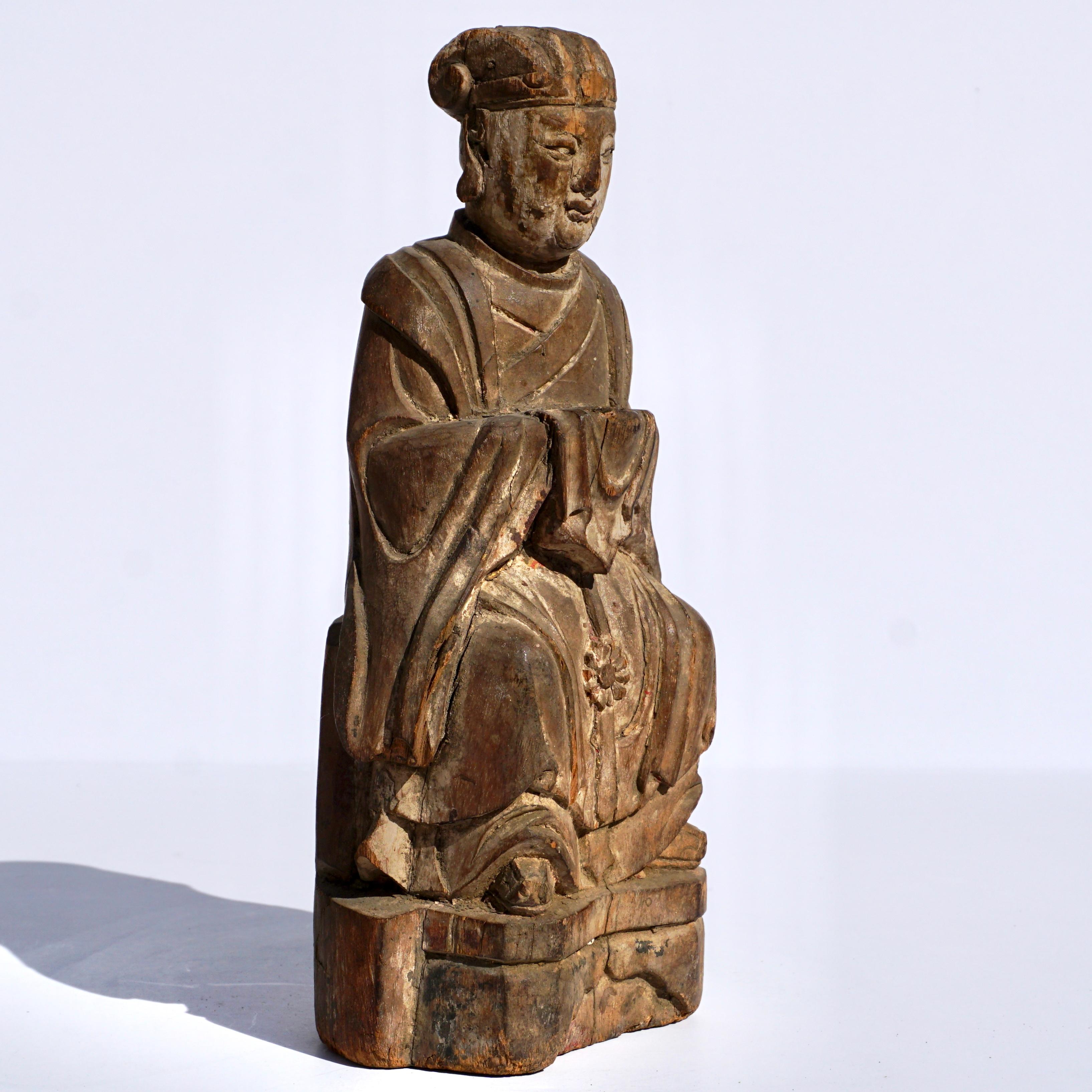 Carved Chinese Daoist Buddha Figure Late Ming Early Qing Dynasty