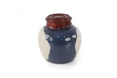 Chinese Dark Blue and White Lidded Porcelain Watermelon Jar