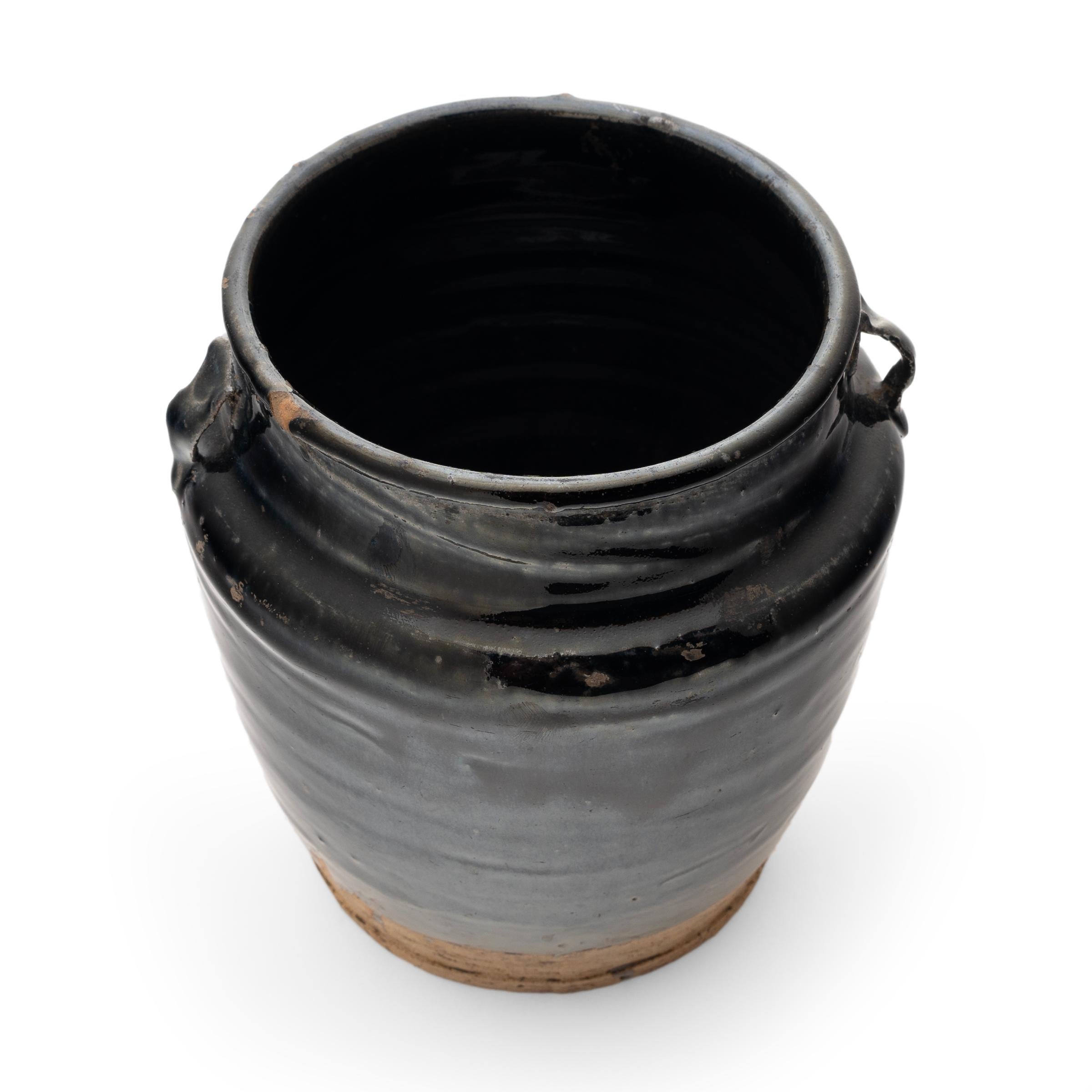 Qing Chinese Dark Glaze Kitchen Jar, circa 1900 For Sale
