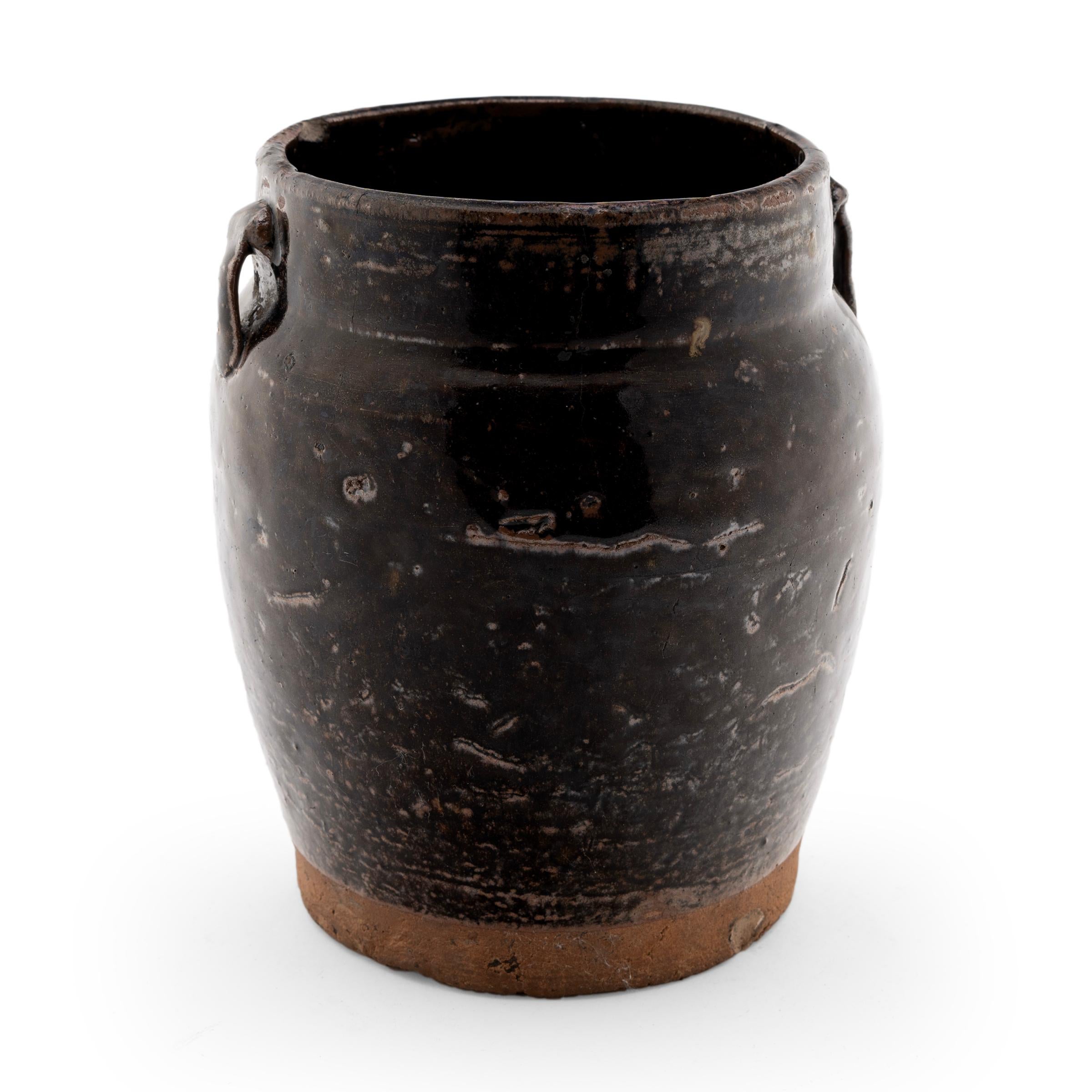 Qing Chinese Dark Glaze Kitchen Jar, c. 1900 For Sale